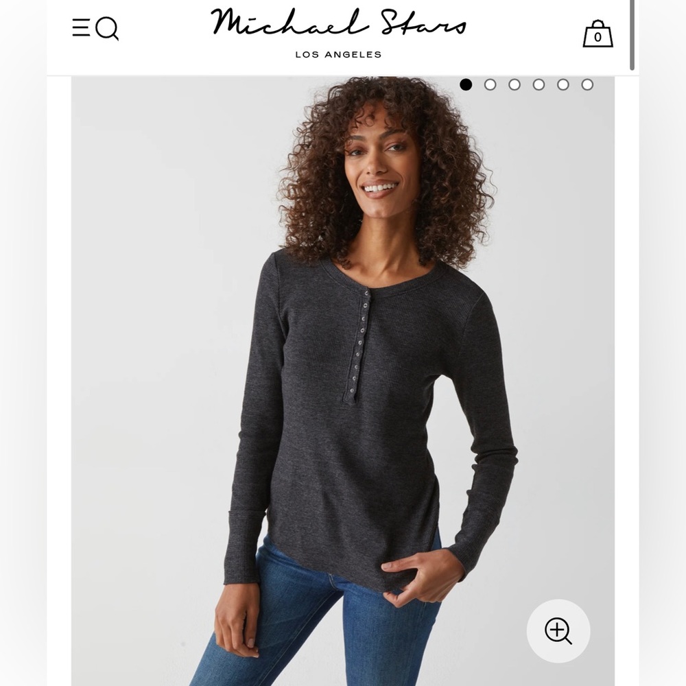 Michael Stars Regan Thermal Henley Tee size Medium in grey